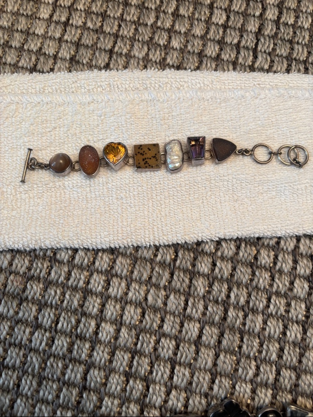 Multistone Brown and Gold Charm Bracelet - Women’s Fashion Bracelet